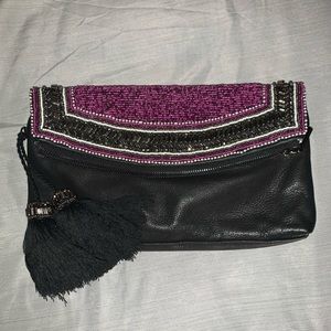 Vince Camuto beaded clutch w/tassels